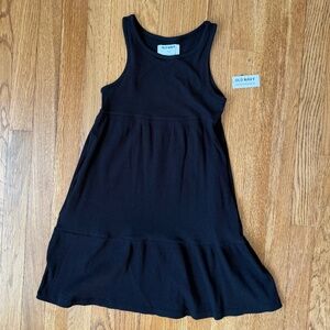 Old Navy Girls Black Tank Tiered Ribbed Casual Dress, Size M, NWT